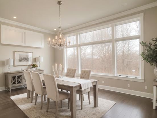 Dining room with large windows