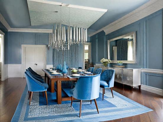 Blue dining room table set