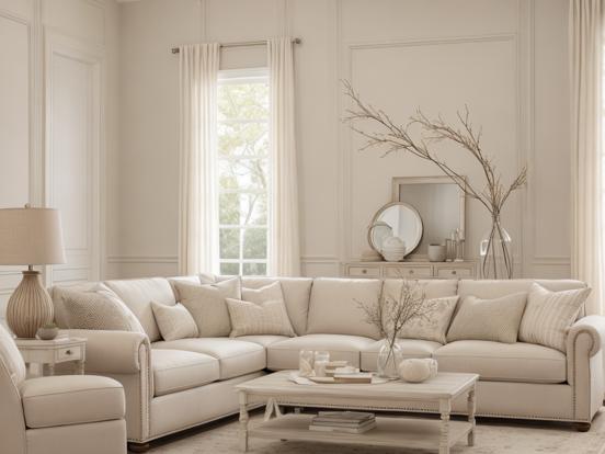 White L-shaped sofa set living room