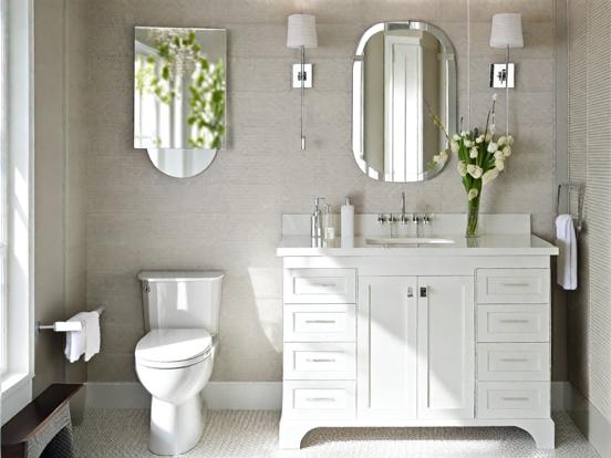 White toilet and sink in bathroom