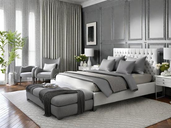 Serene grey bedroom closeup