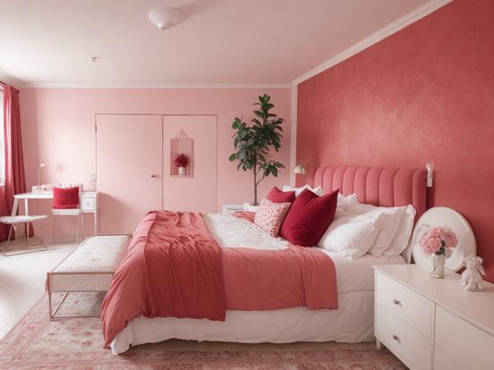 Girly pink bedroom with decor