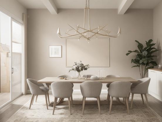 Minimalist beige dining room