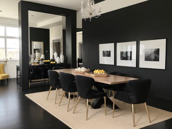 Dark dining room black decor