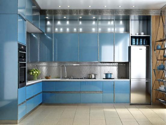 Luxury blue silver kitchen