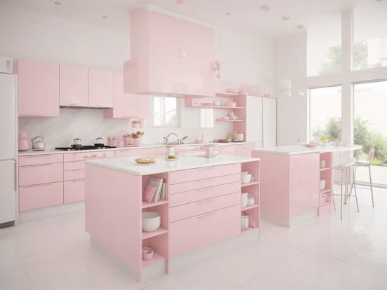 Pink white kitchen design