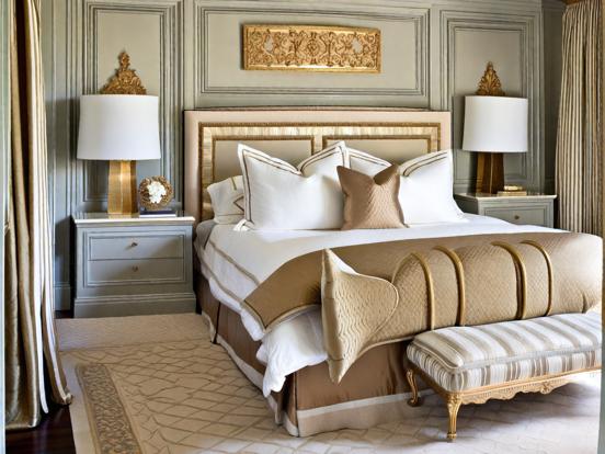 Gold beige bed serene luxury