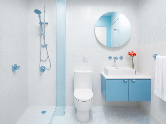 Sky blue modern bathroom