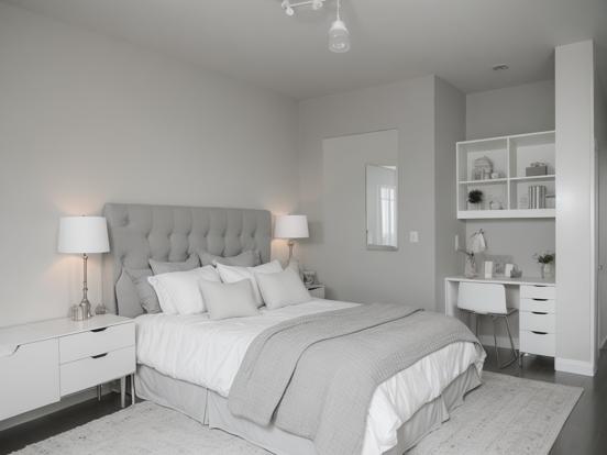 Serene grey bedroom setup