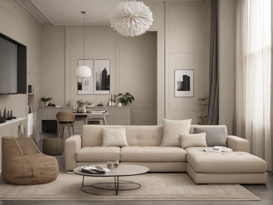 Minimalist beige living room