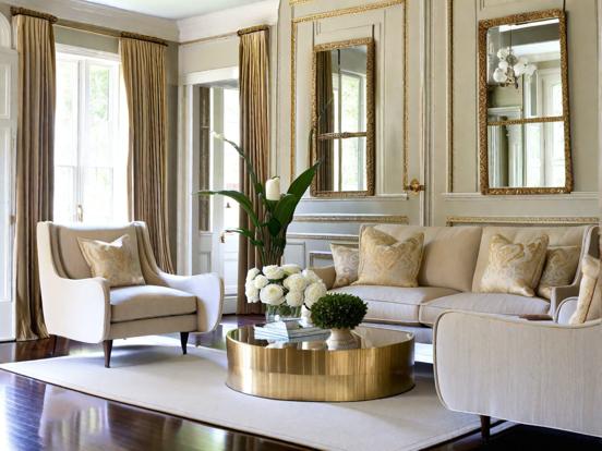 Gold accented luxury living room