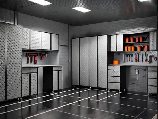 Cyberpunk garage with tools