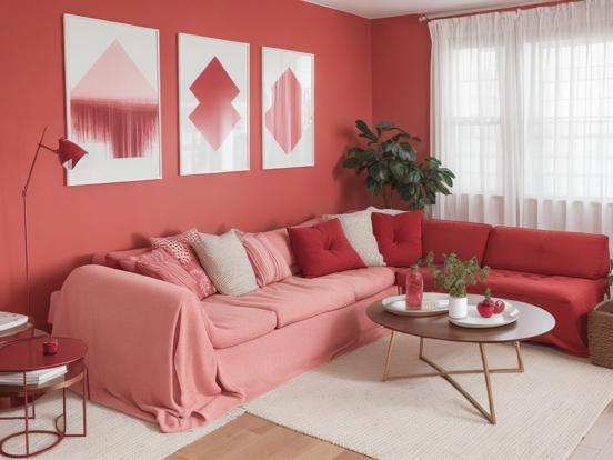 Bright red living room decor