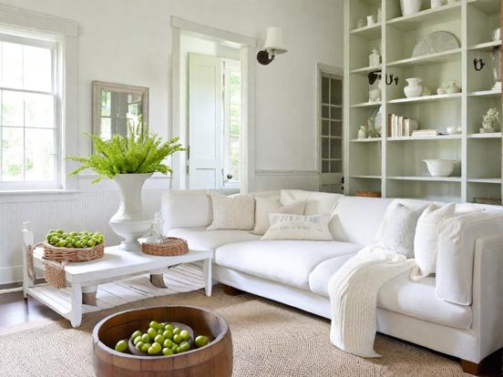 White couch living room decor