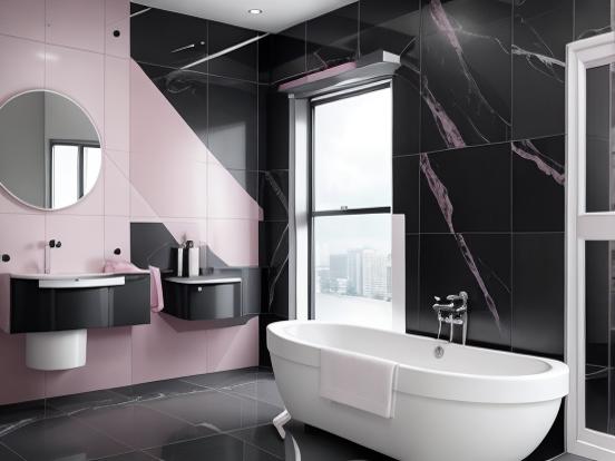 Modern pink black bathroom tub