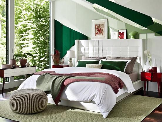 Serene green white bedroom