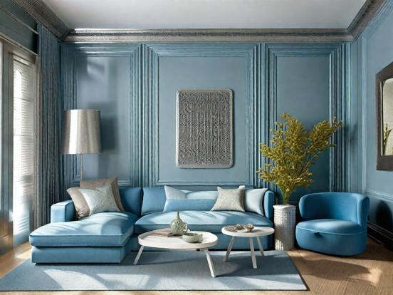 Bright blue living room decor