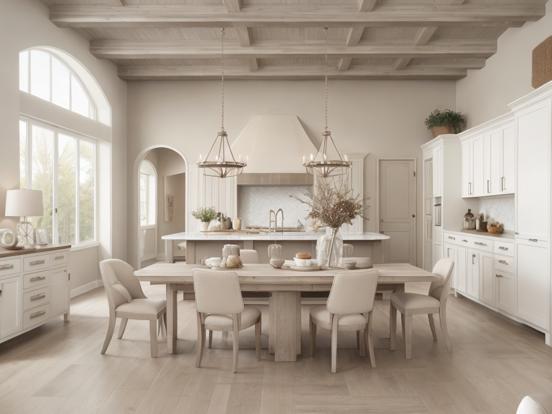 Large dining room white decor