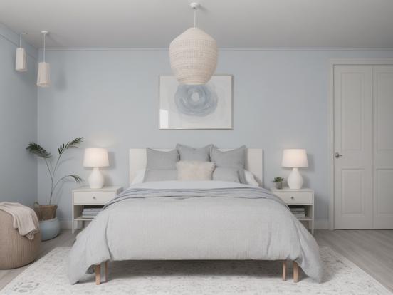 Serene blue bedroom closeup