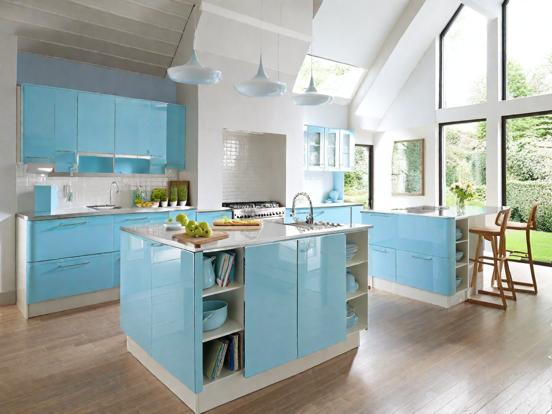 Sky blue luxury kitchen island