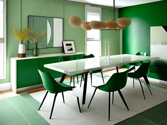 Bright green dining room decor