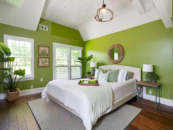 Green farmhouse guest bed