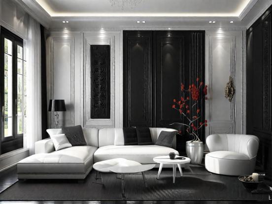 luxury black and white living room