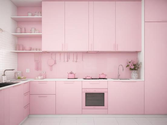 Pink kitchen closeup stove