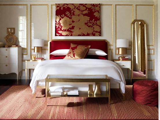 Red gold bedroom throne design