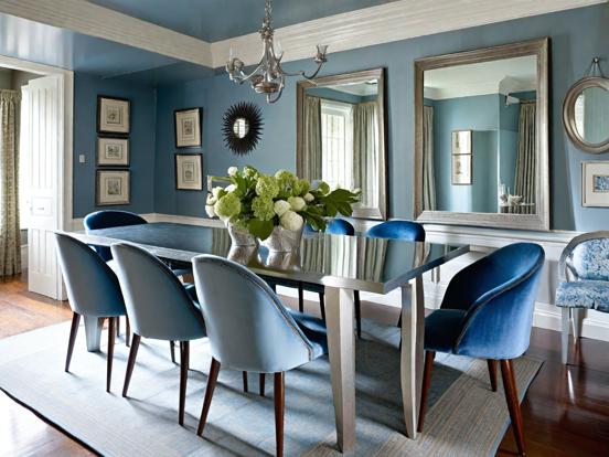 Blue dining room floral table