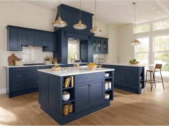 Luxury blue kitchen island