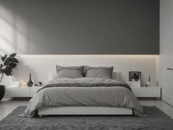 Serene white bed with plant