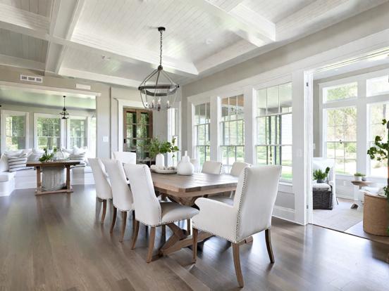 Dining room with table set