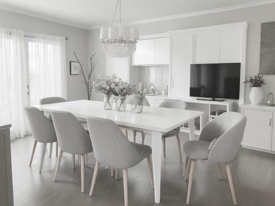 White minimalist dining room