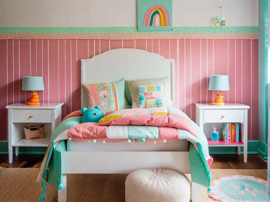 Child's bright pink girly room