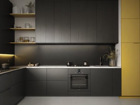 Luxury black yellow kitchen