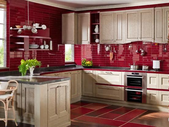 Red white luxury kitchen design