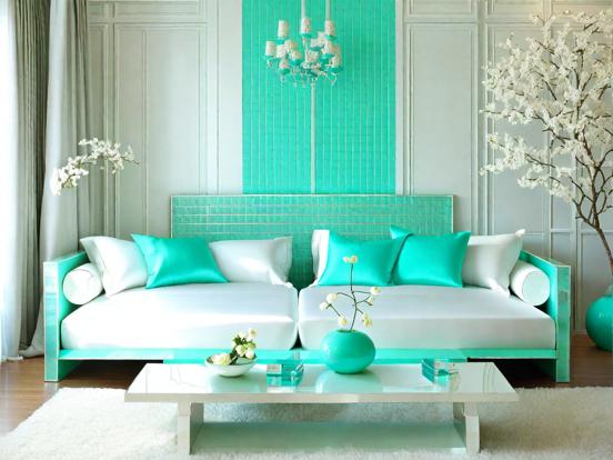 Teal living room couch table