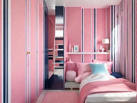 Bright girly bedroom closeup