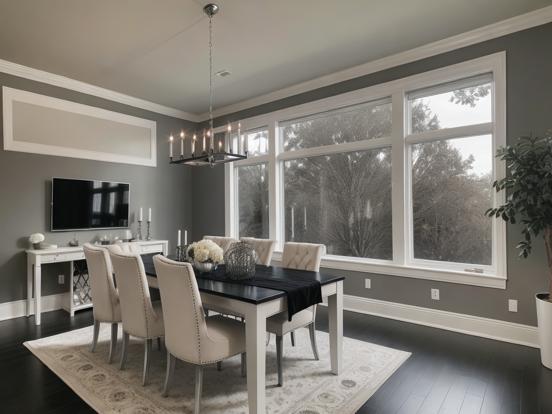 Modern black white dining room