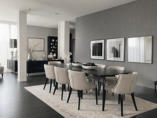 Black dining set white rug apt