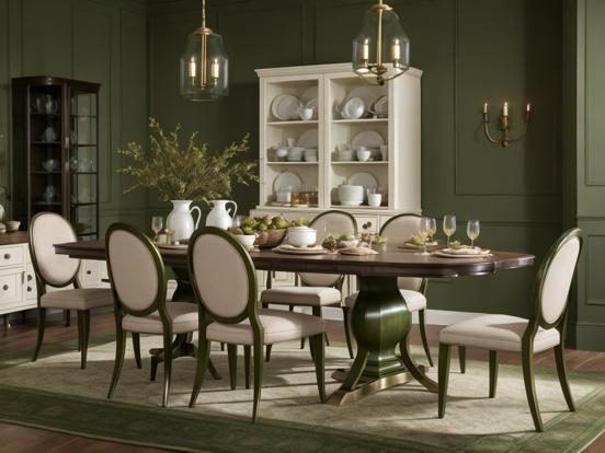 Elegant green dining set decor