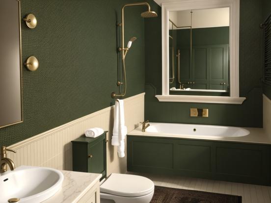 Green gold bathroom design