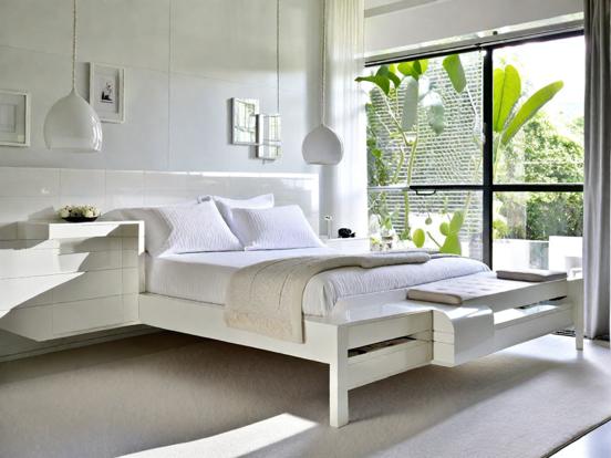 Serene white bedroom setup