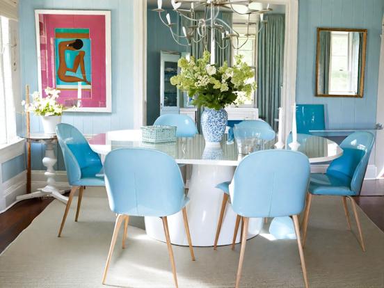 Elegant teal dining setup