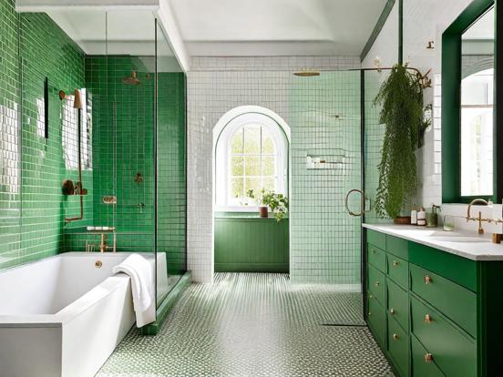 Green gold bathroom closeup