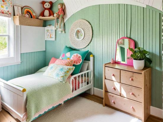 Child's pastel bedroom closeup