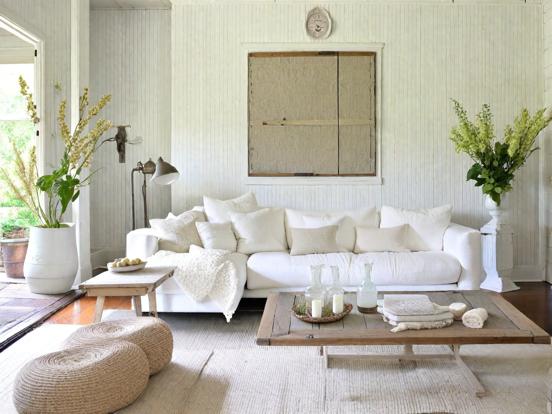 Serene white living room