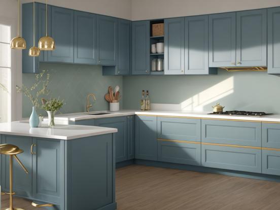 Blue gold kitchen design