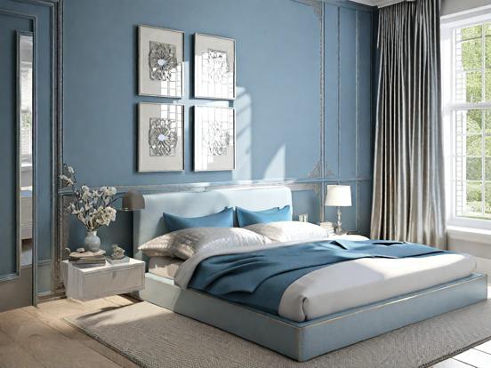 Serene blue bedroom decor